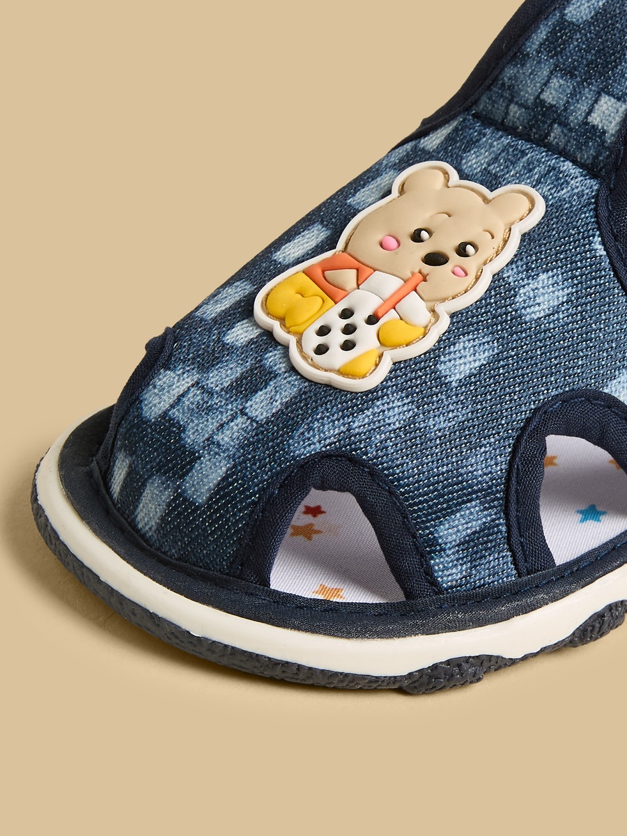 Printed Sandals with Hook and Loop Closure