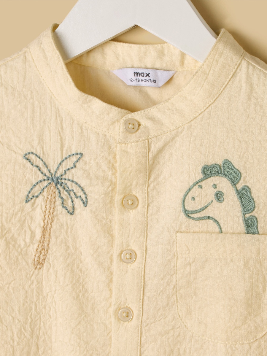 Embroidered Cotton Romper with Cap