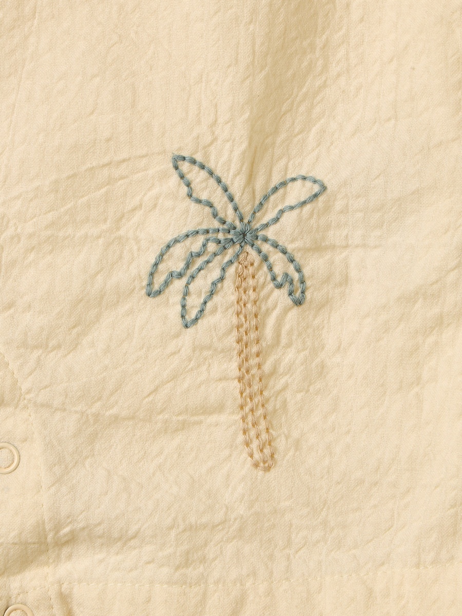 Embroidered Cotton Romper with Cap