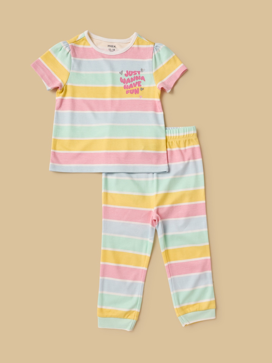 Pack of 2 - Printed Cotton Pyjama Set