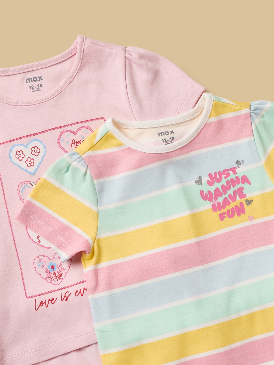 Pack of 2 - Printed Cotton Pyjama Set