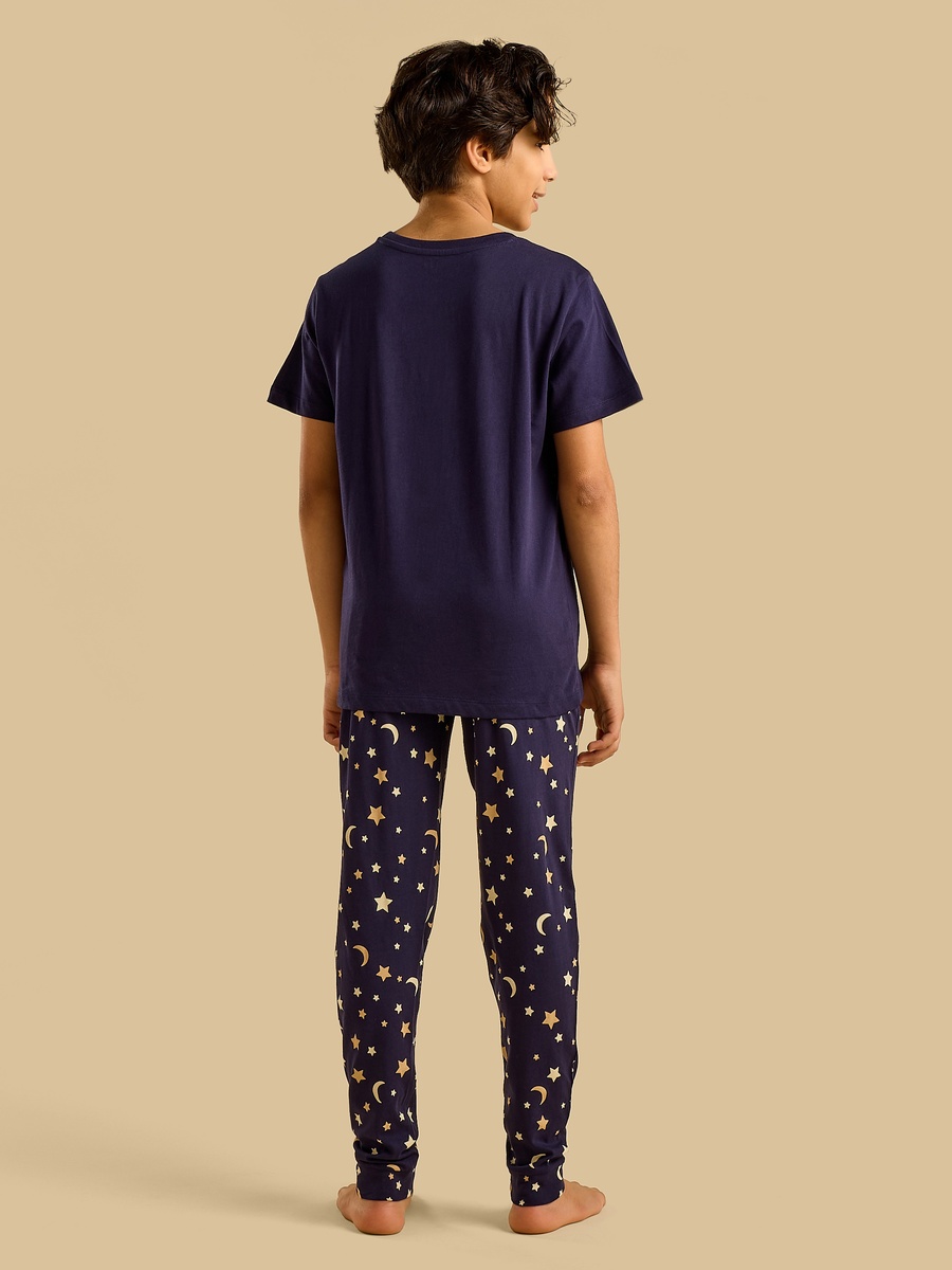 Star and Moon Foil Print Cotton Pyjama Set