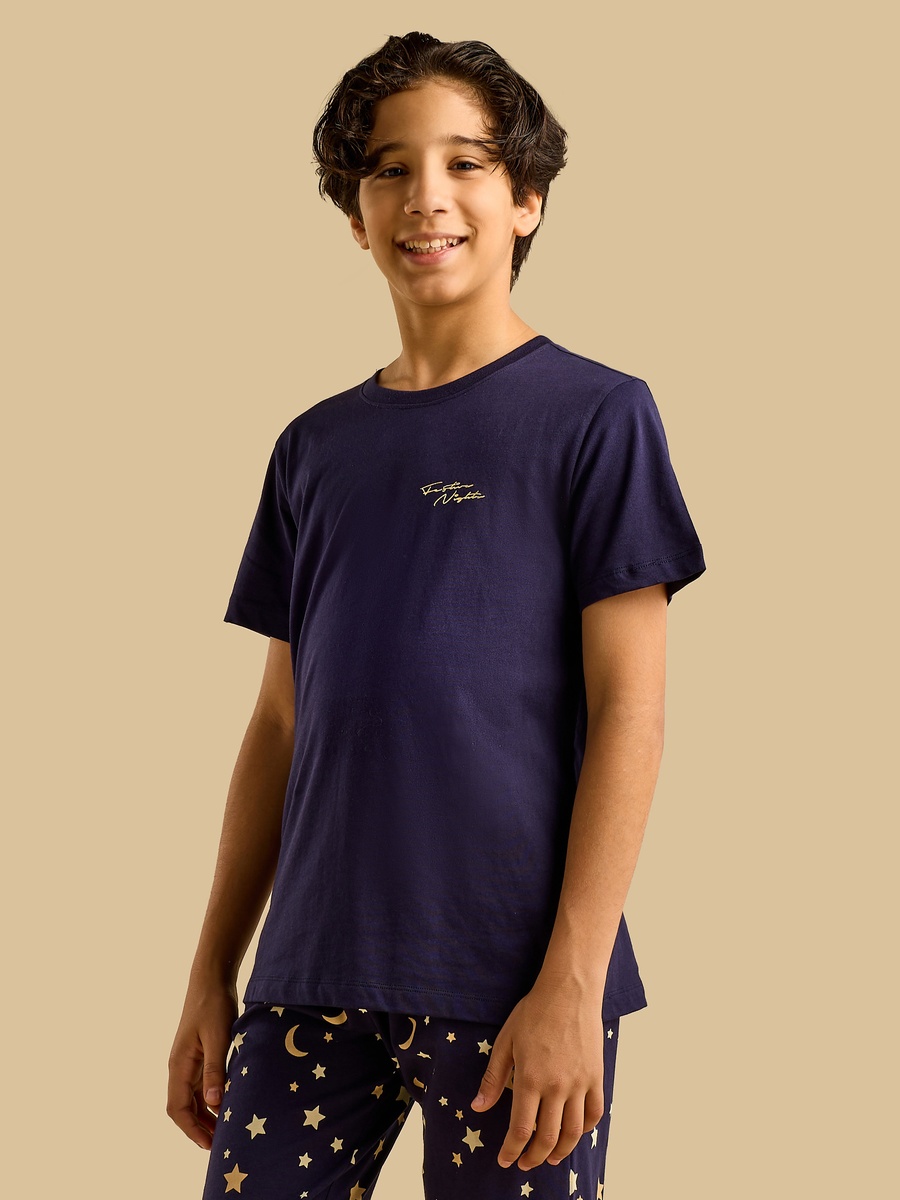 Star and Moon Foil Print Cotton Pyjama Set