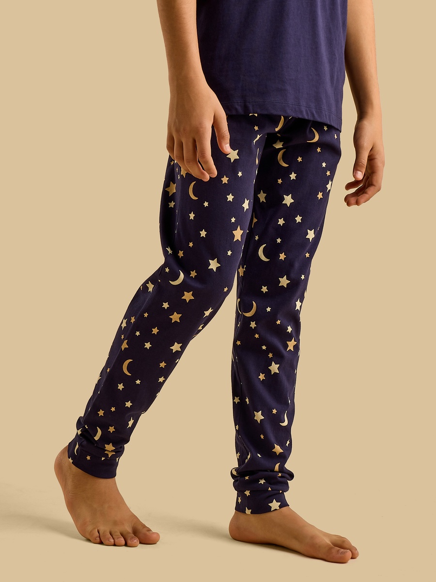 Star and Moon Foil Print Cotton Pyjama Set