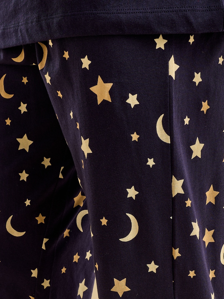 Star and Moon Foil Print Cotton Pyjama Set