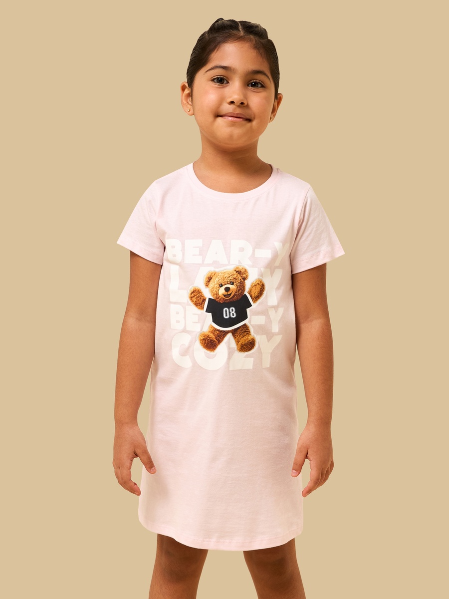 Teddy Print Cotton Night Dress