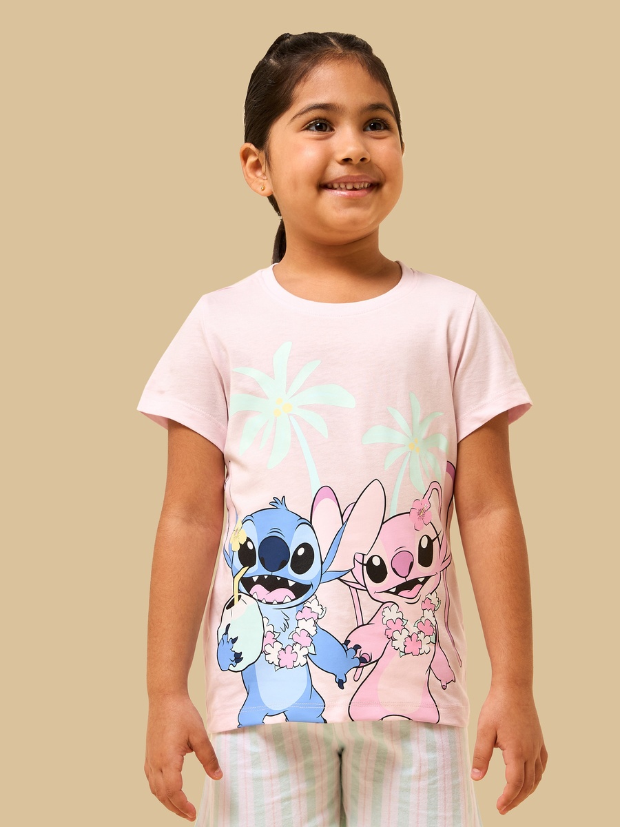 Pack of 2 - Stitch and Angel Print Cotton Pyjama Set