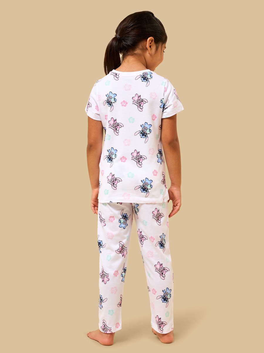 Pack of 2 - Stitch and Angel Print Cotton Pyjama Set