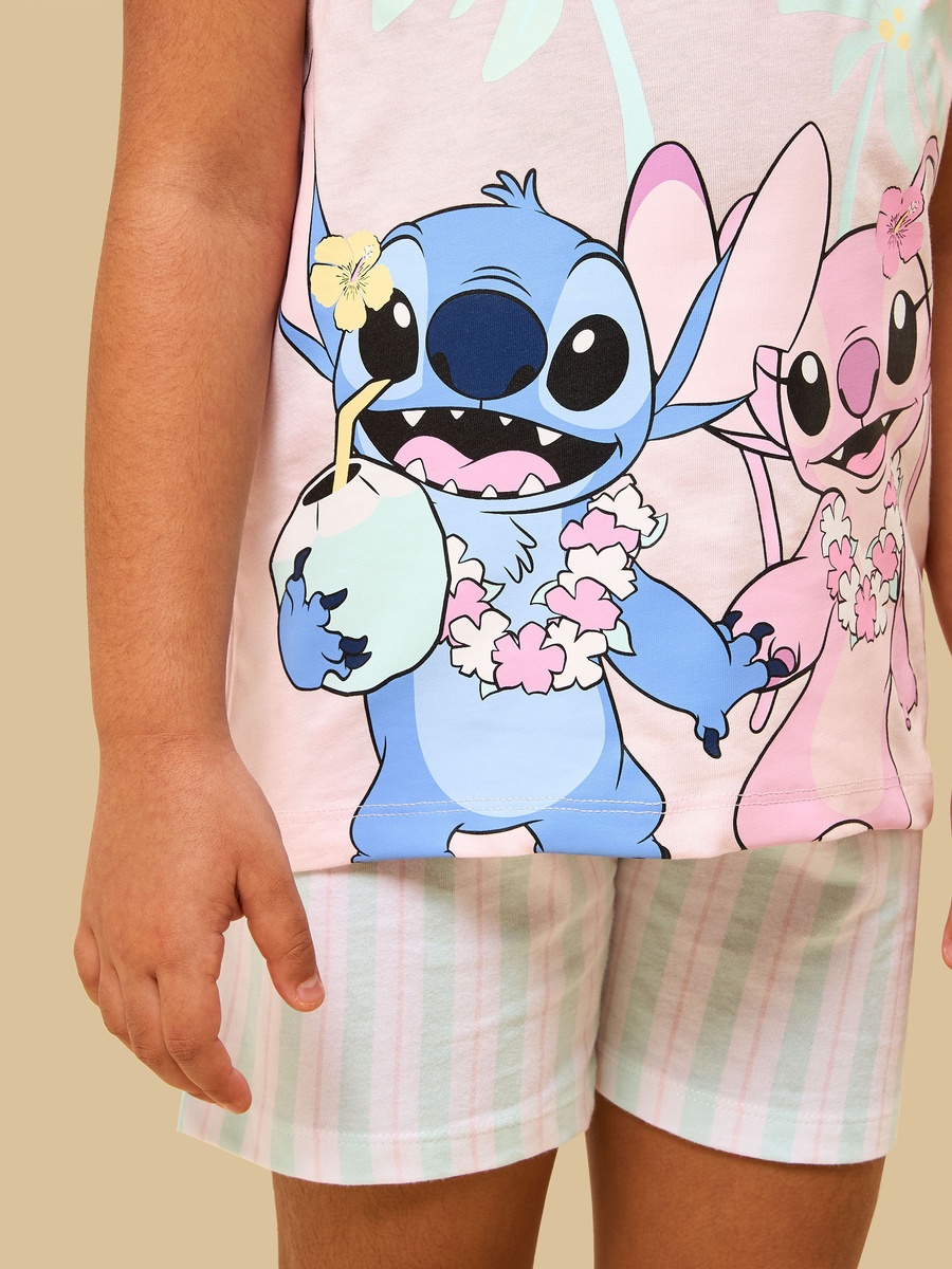 Pack of 2 - Stitch and Angel Print Cotton Pyjama Set