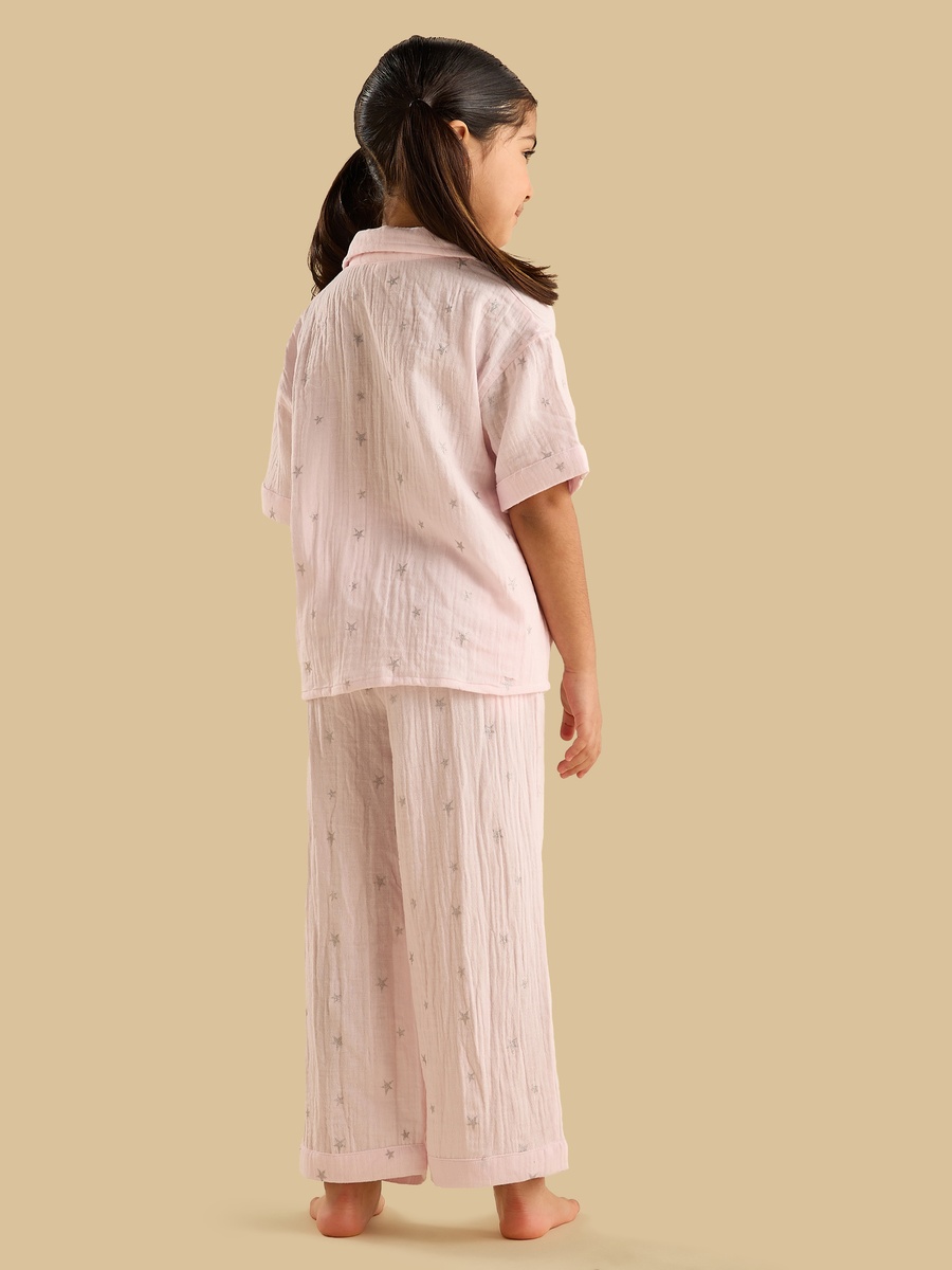 Glitter Star Print Cotton Pyjama Set