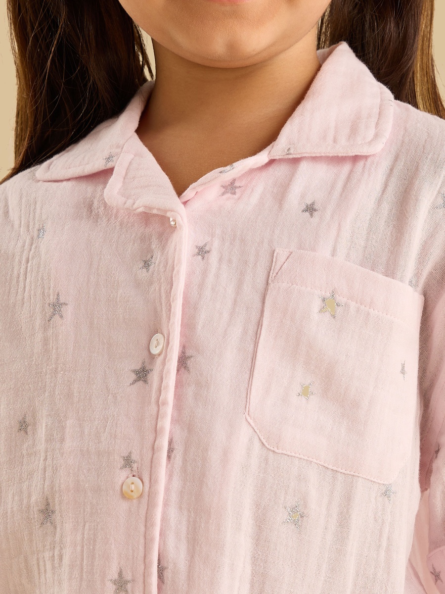 Glitter Star Print Cotton Pyjama Set