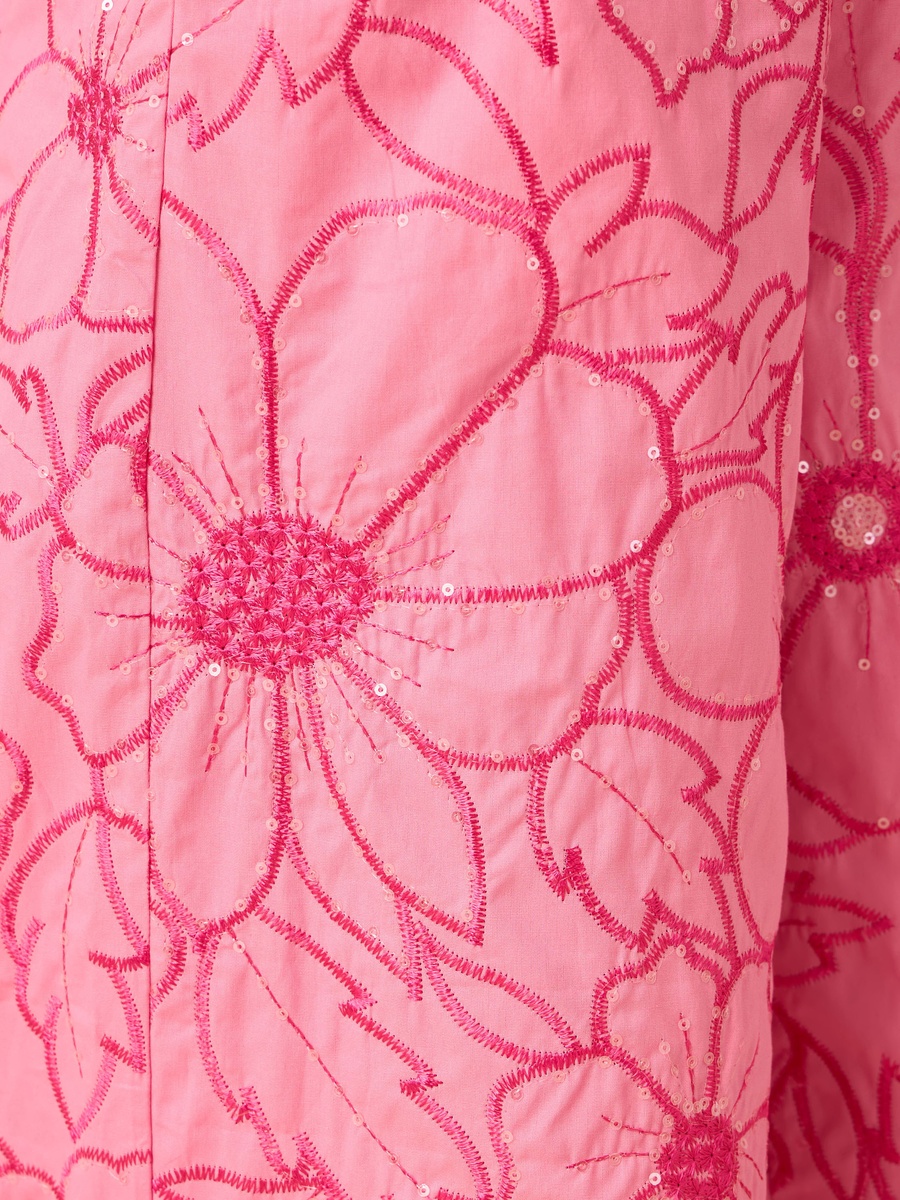 Floral Embroidered Sequinned Wide Leg Pants
