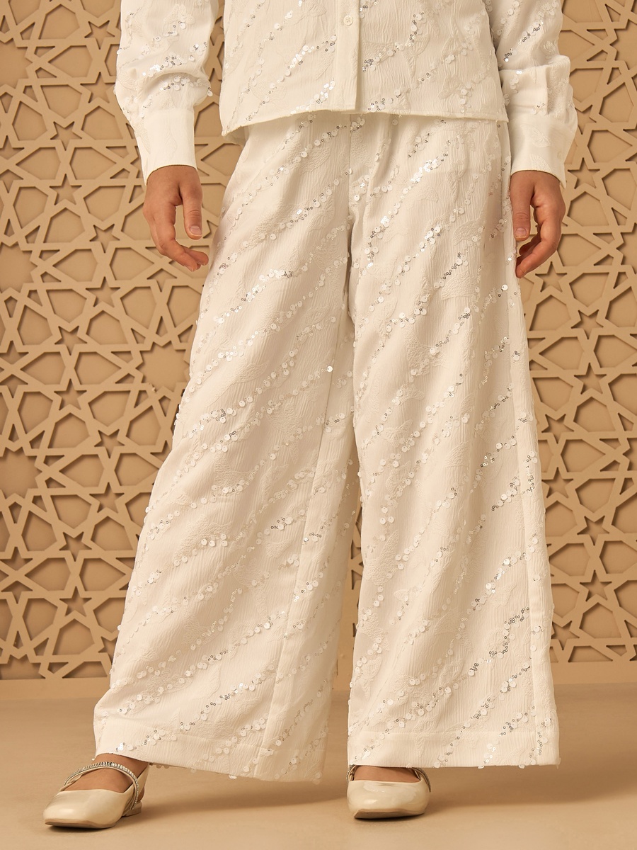 Embroidered Wide Leg Pants