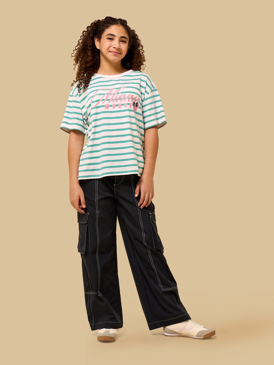 Contrast Stitch Wide Leg Cotton Cargo Jeans