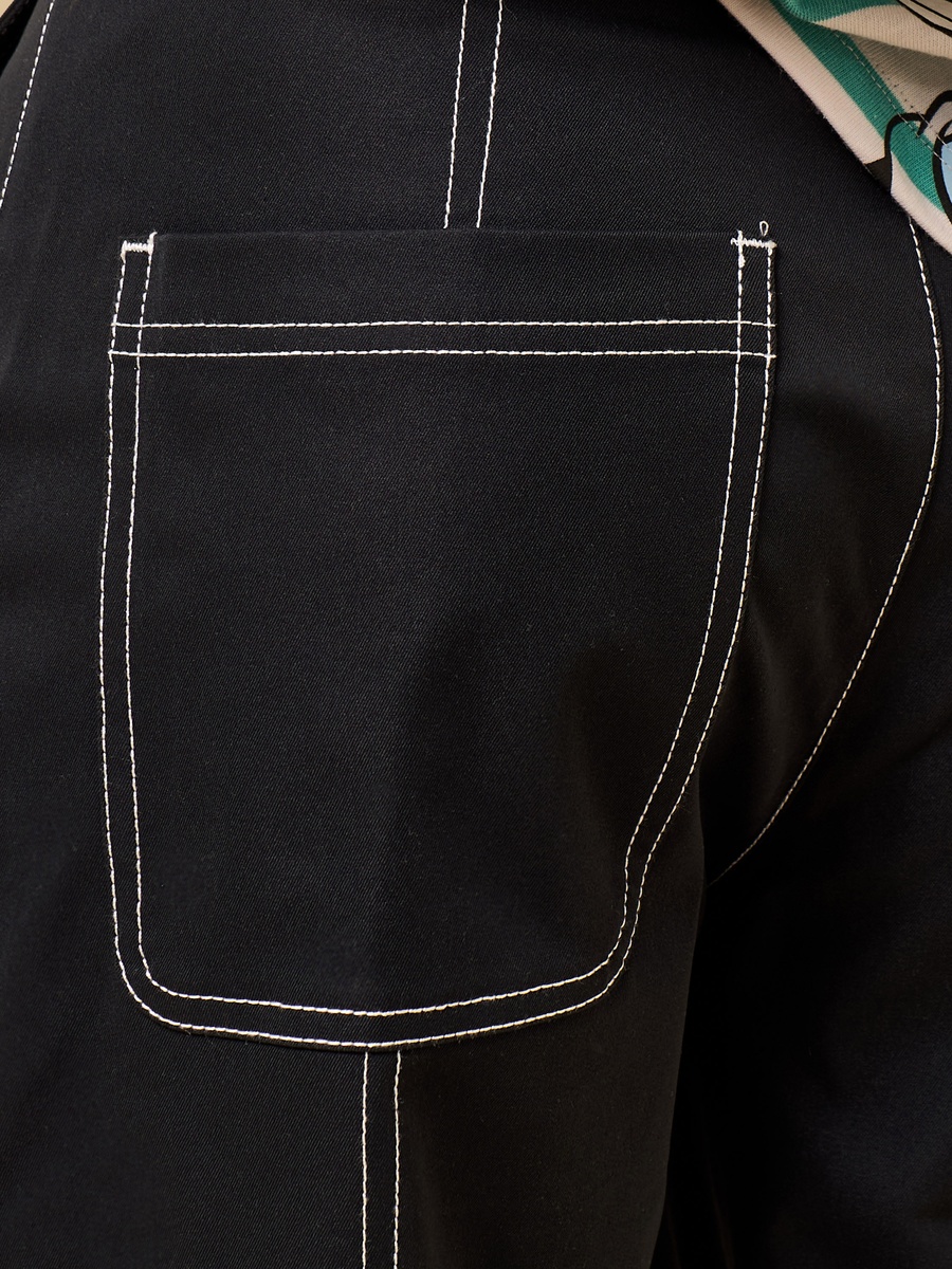 Contrast Stitch Wide Leg Cotton Cargo Jeans