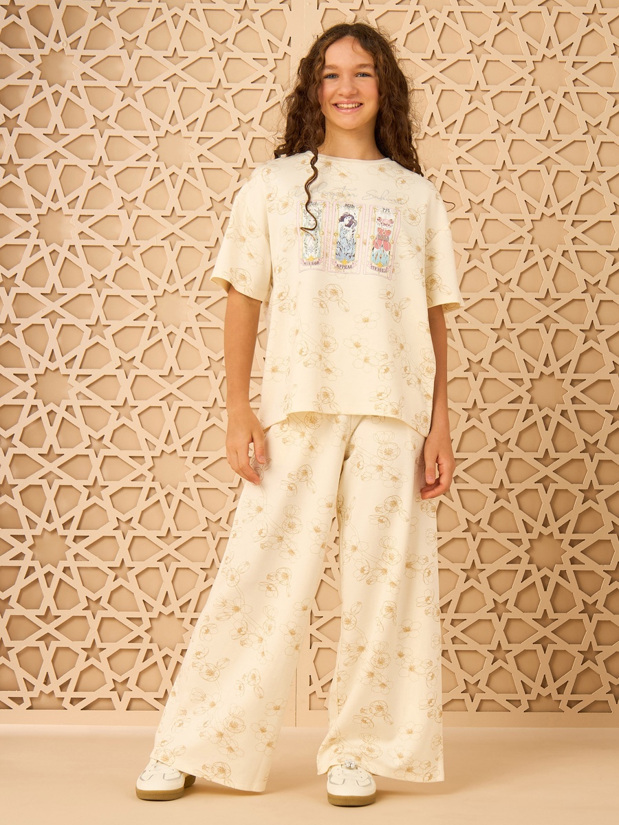 Cardcaptor Sakura Print Wide Leg Pants