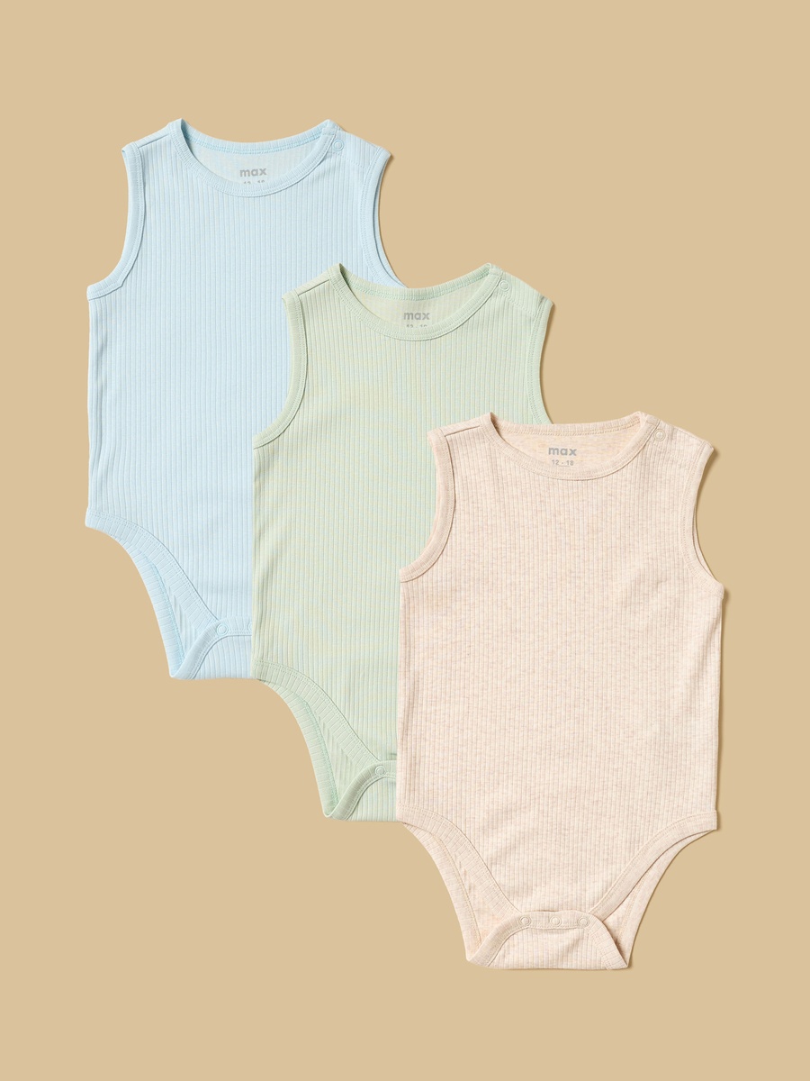 Pack Of 5 Solid Ribbed Sleeveless Bodysuit