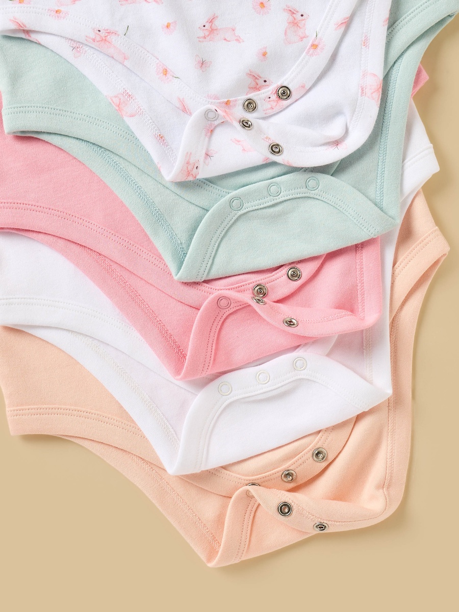 Pack of 5 - Assorted Cotton Sleeveless Bodysuit