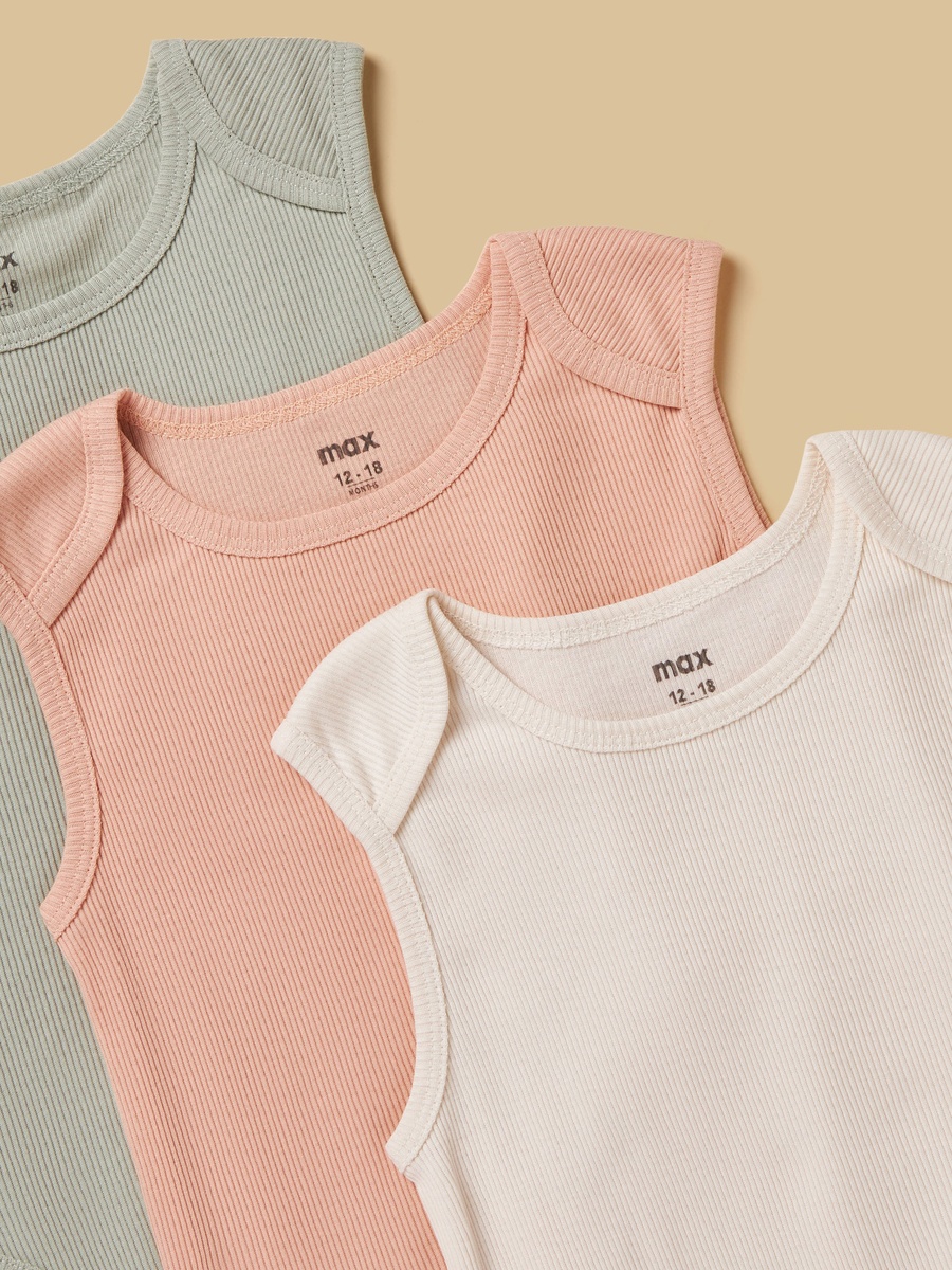 Pack of 3 - Ribbed Bodysuit