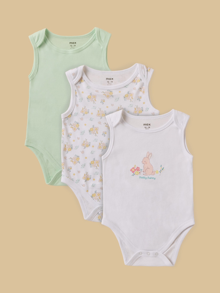 Pack of 3 - Assorted Sleeveless Bodysuit