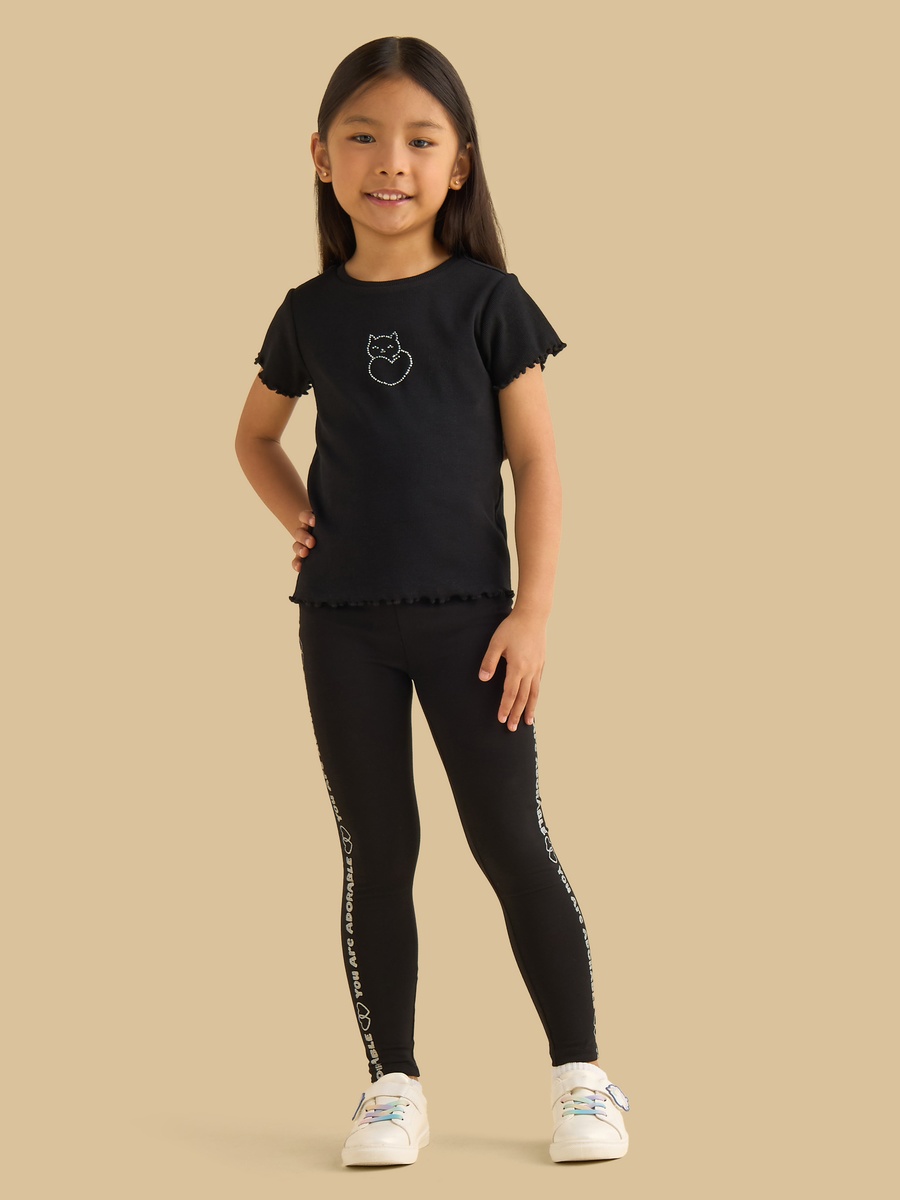 Slogan Print Leggings