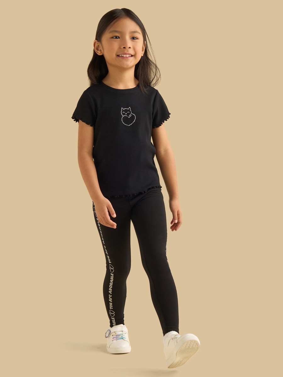 Slogan Print Leggings