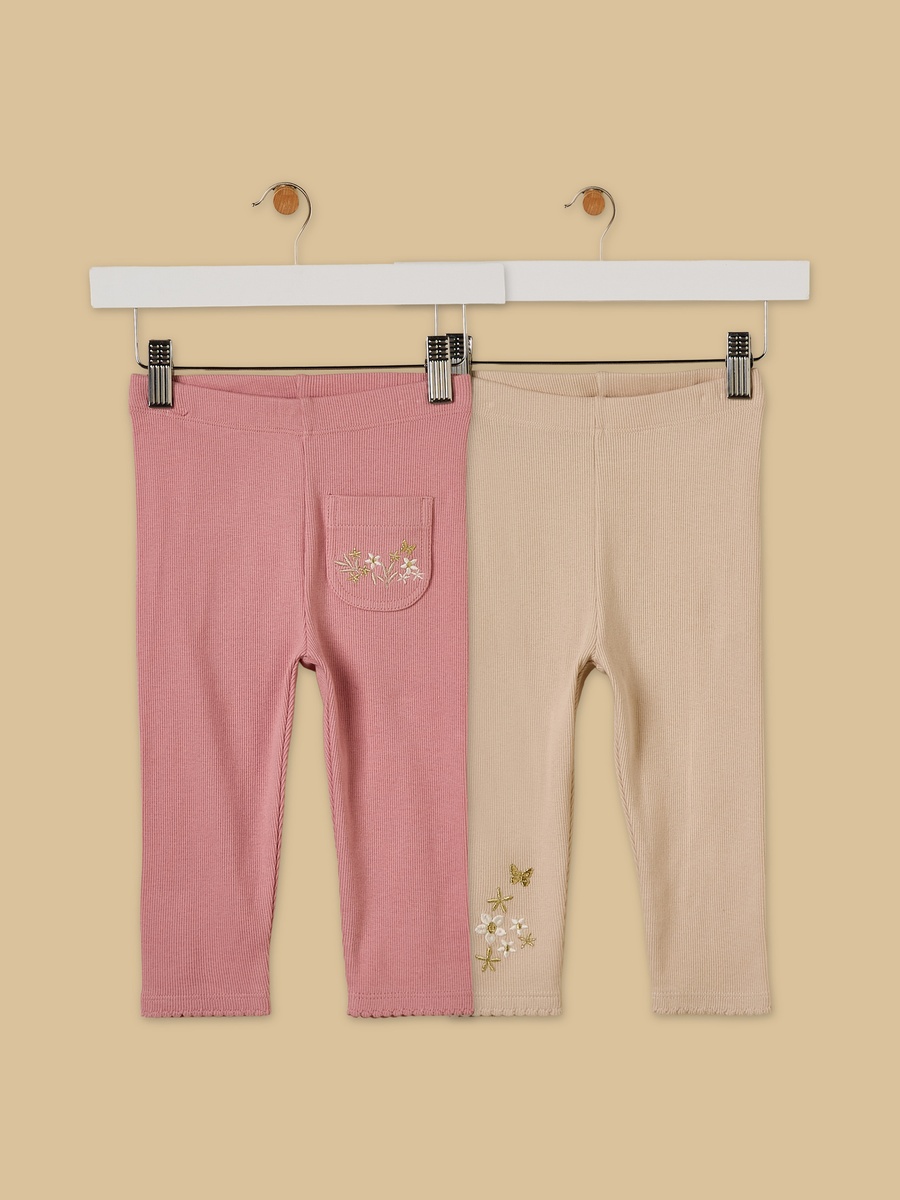 Pack of 2 - Floral Embroidered Leggings