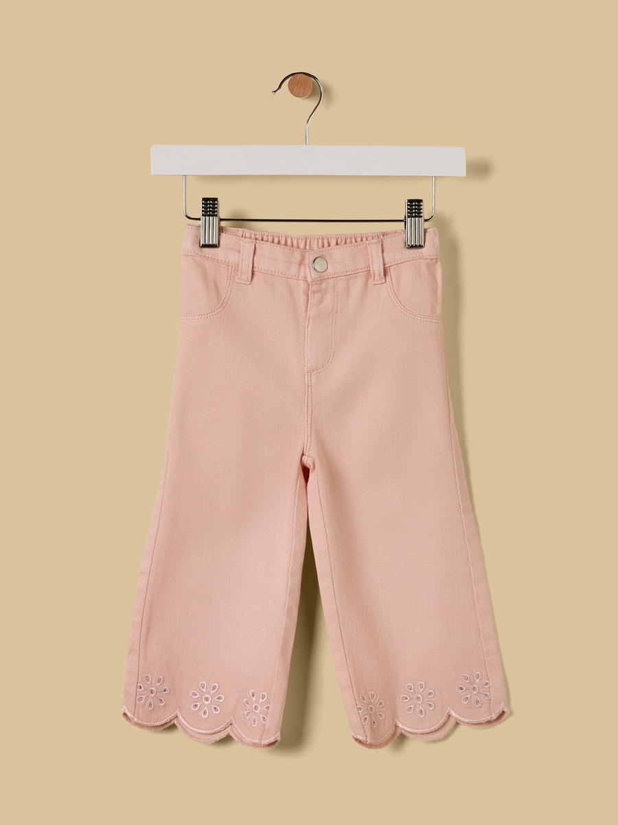 Embroidered Wide Leg Jeans
