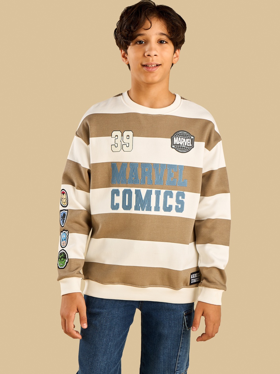 Avengers Applique Striped Sweatshirt