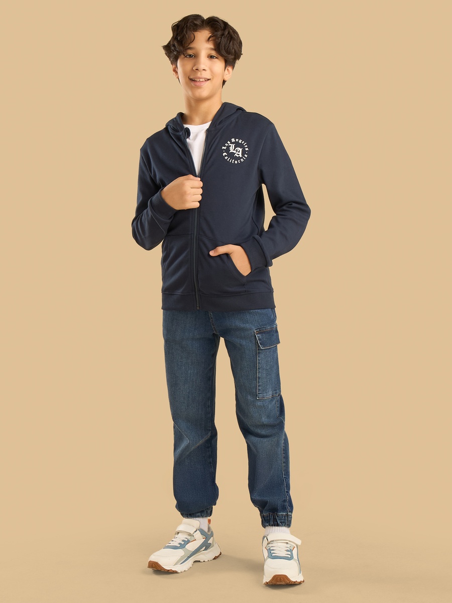 Los Angeles Print Interlock Zip Through Hoodie