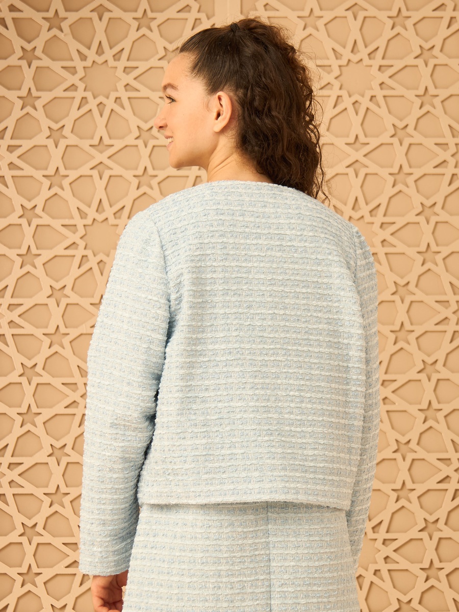 Textured Tweed Jacket with Pocket Detail