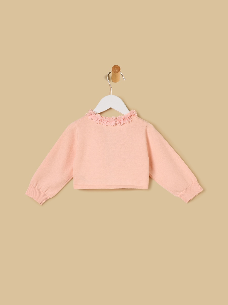 Floral Trim Cotton Shrug