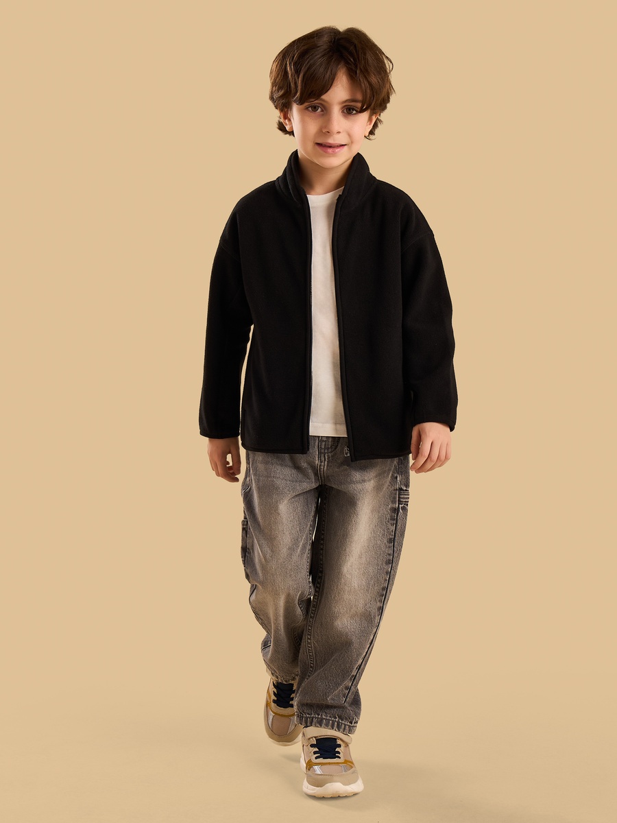 Zip Through Cotton Fleece Jacket