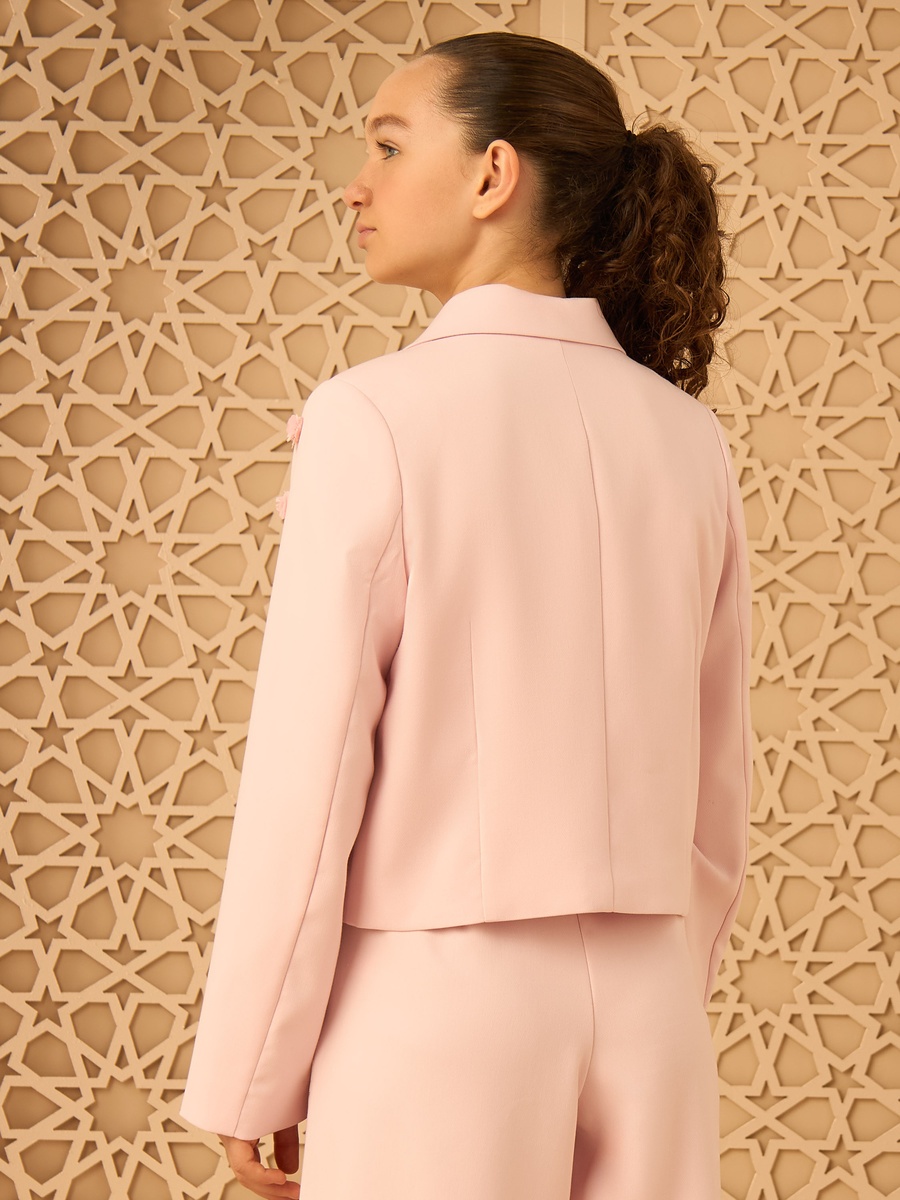 3D Floral Embellished Crop Blazer