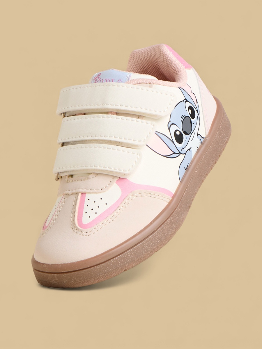 Stitch Print Sports Shoes with Hook and Loop Closure