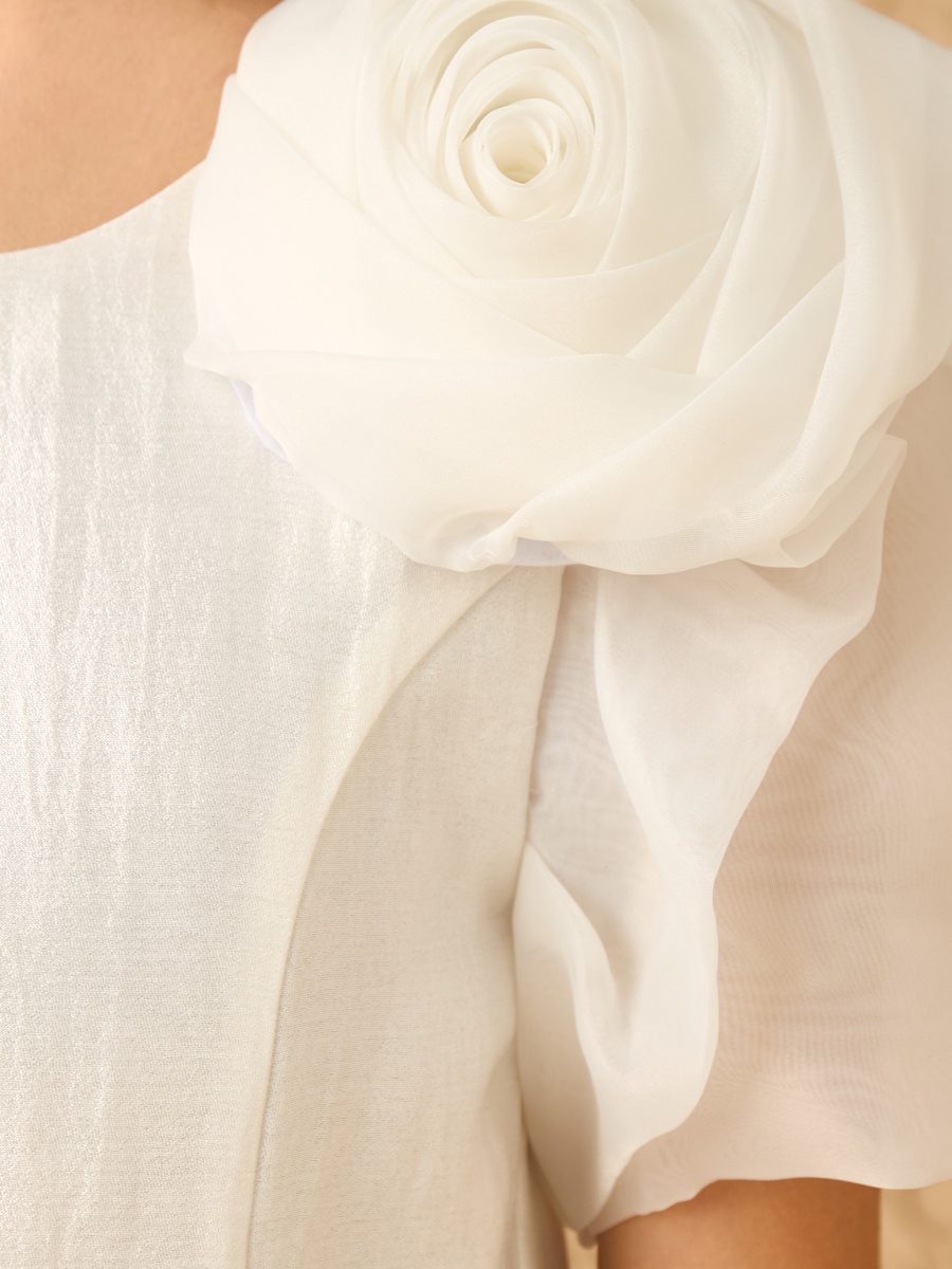 فستان إيه لاين مزين بأكمام منفوخة وحزام