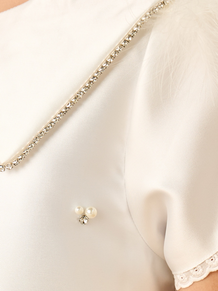 Embellished Shift Dress with Peter Pan Collar