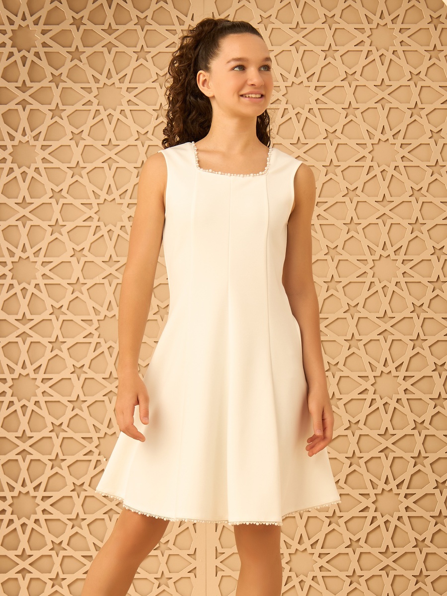 Pearl Embellished Sleeveless Fit and Flare Dress