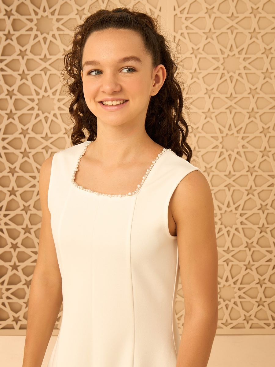 Pearl Embellished Sleeveless Fit and Flare Dress