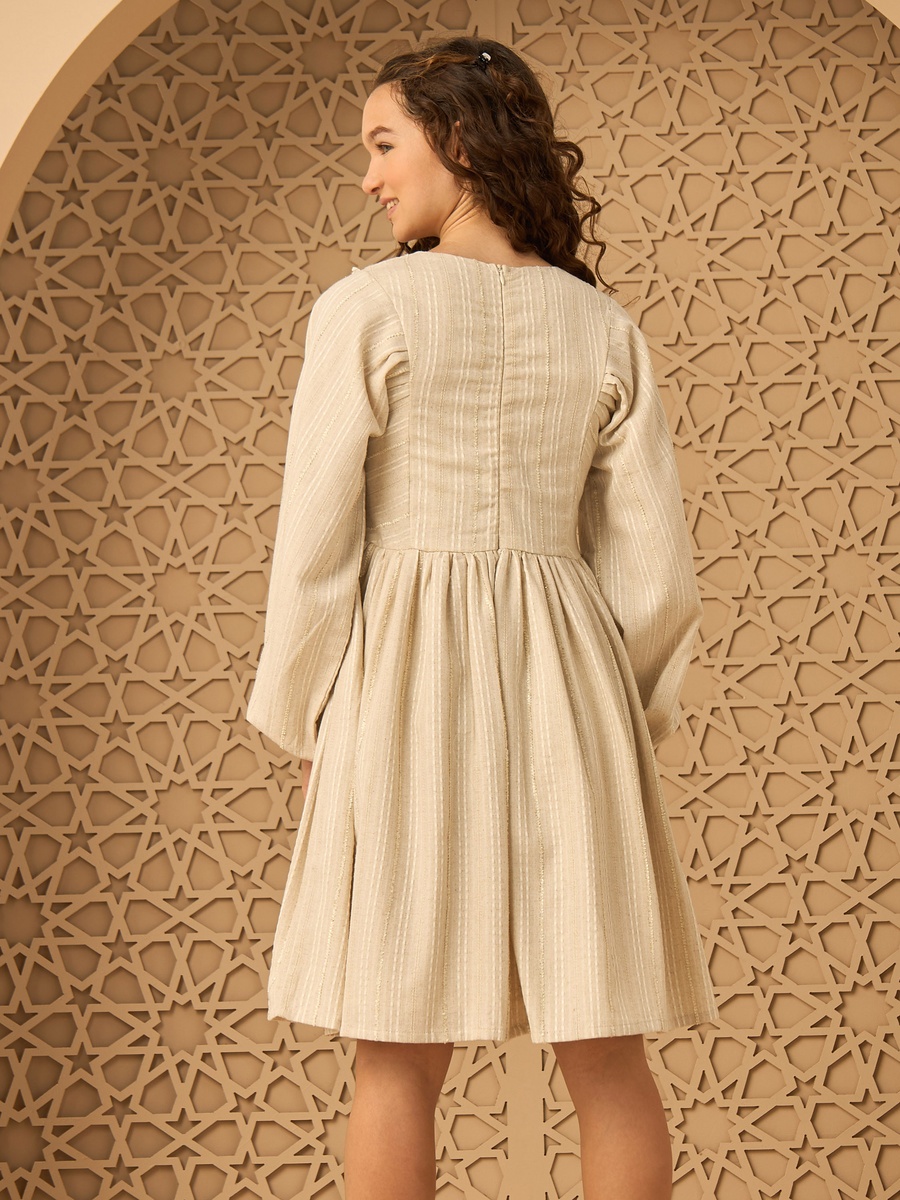 Embroidered Yoke A-Line Dress