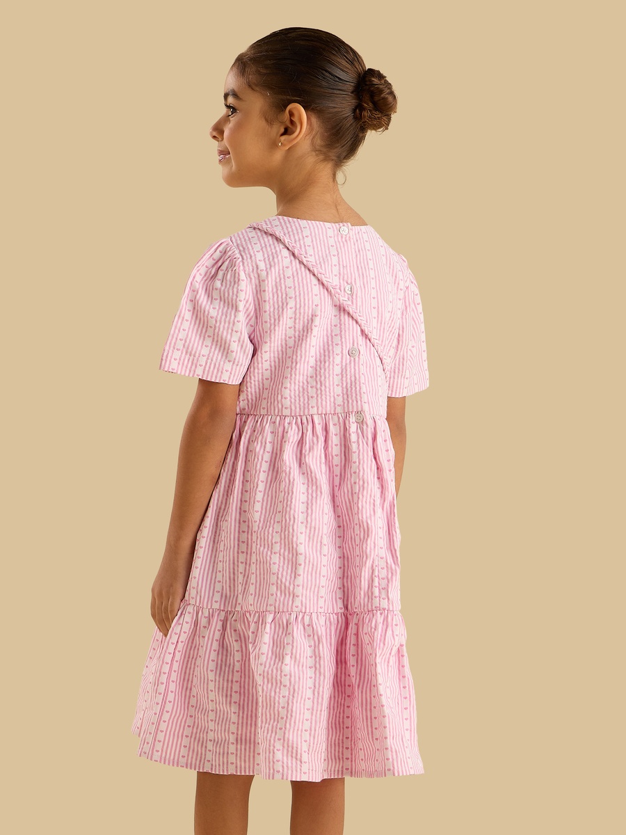 Pink Stripe Bow Dress With Bag
