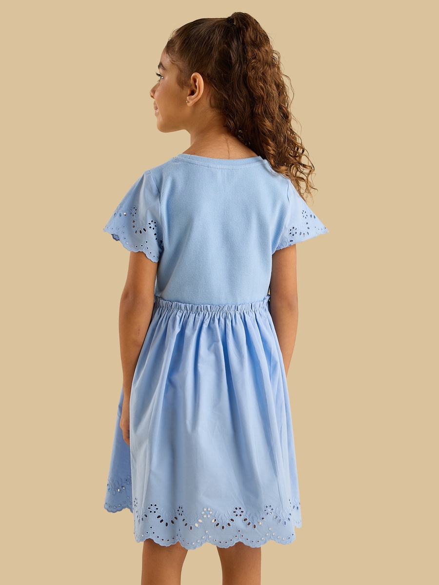 Ribbed Schiffli Hem Dress