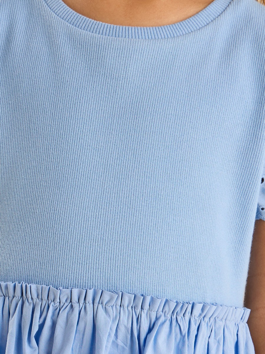 Ribbed Schiffli Hem Dress