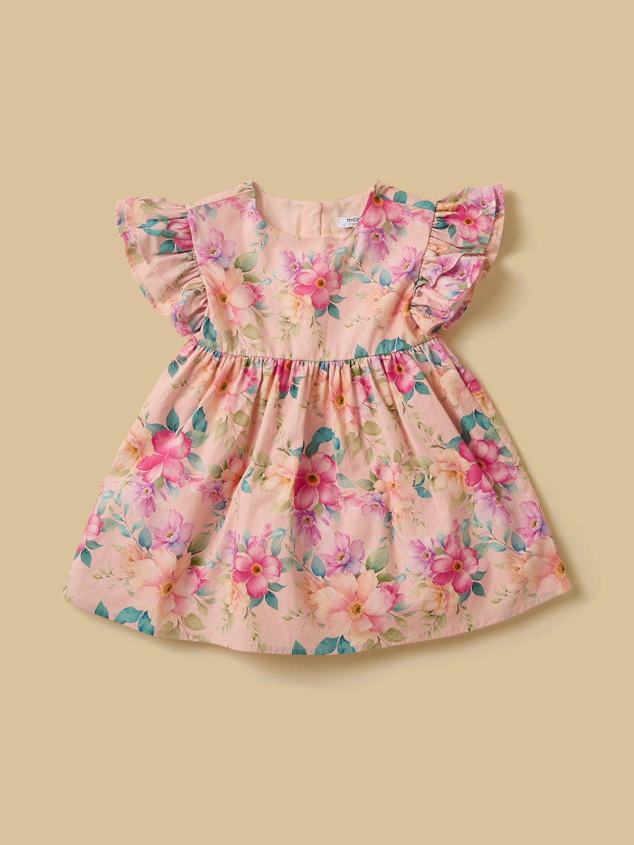 Floral Print Cotton Dress with Bloomer and Hairband