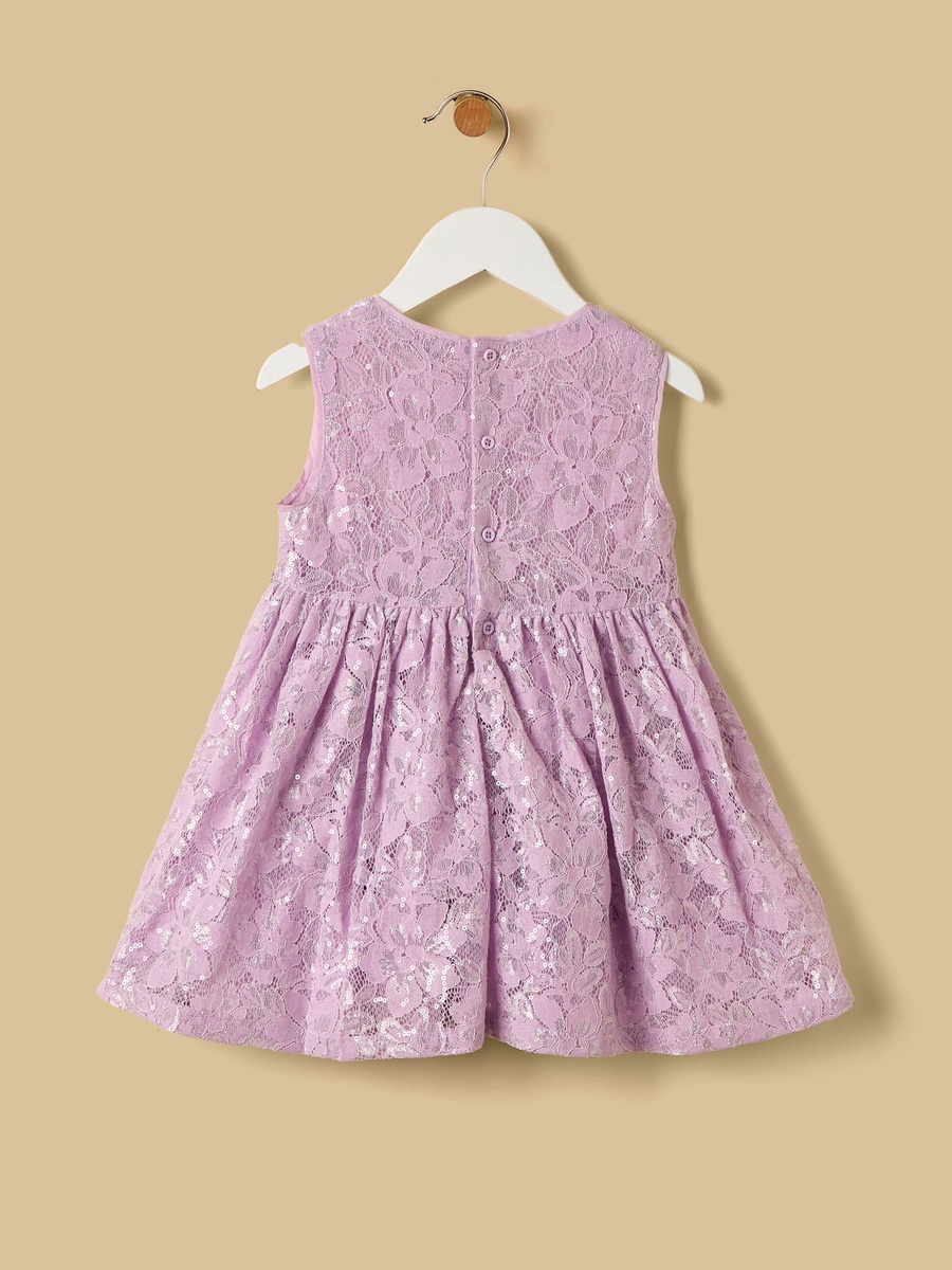 Lace Sequin Embellished Sleeveless Dress