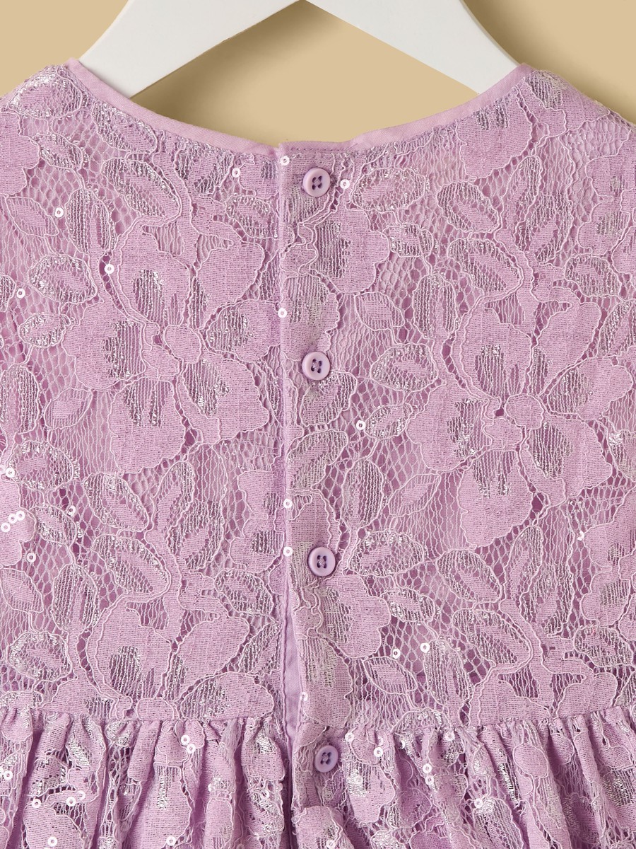 Lace Sequin Embellished Sleeveless Dress