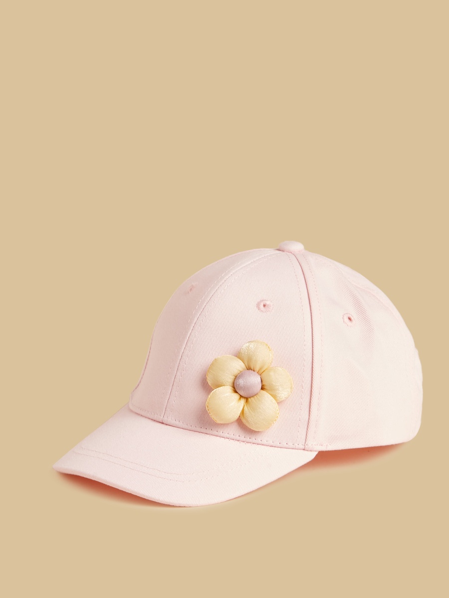 Floral Applique Cap with Hook and Loop Closure
