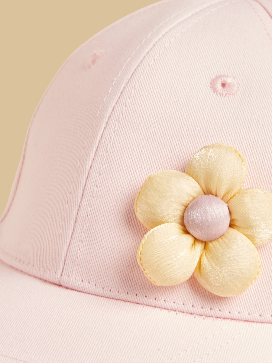 Floral Applique Cap with Hook and Loop Closure