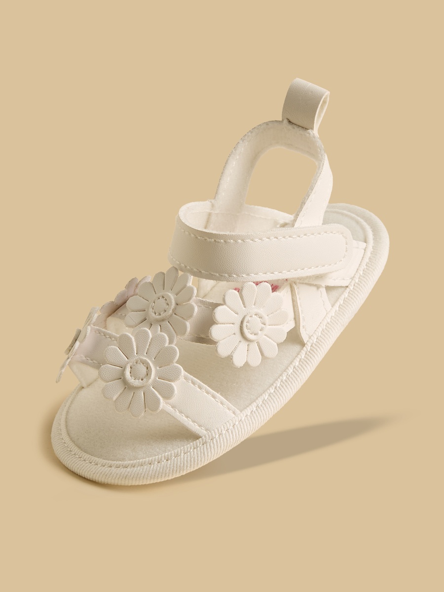 Floral Applique Booties with Hook and Loop Closure