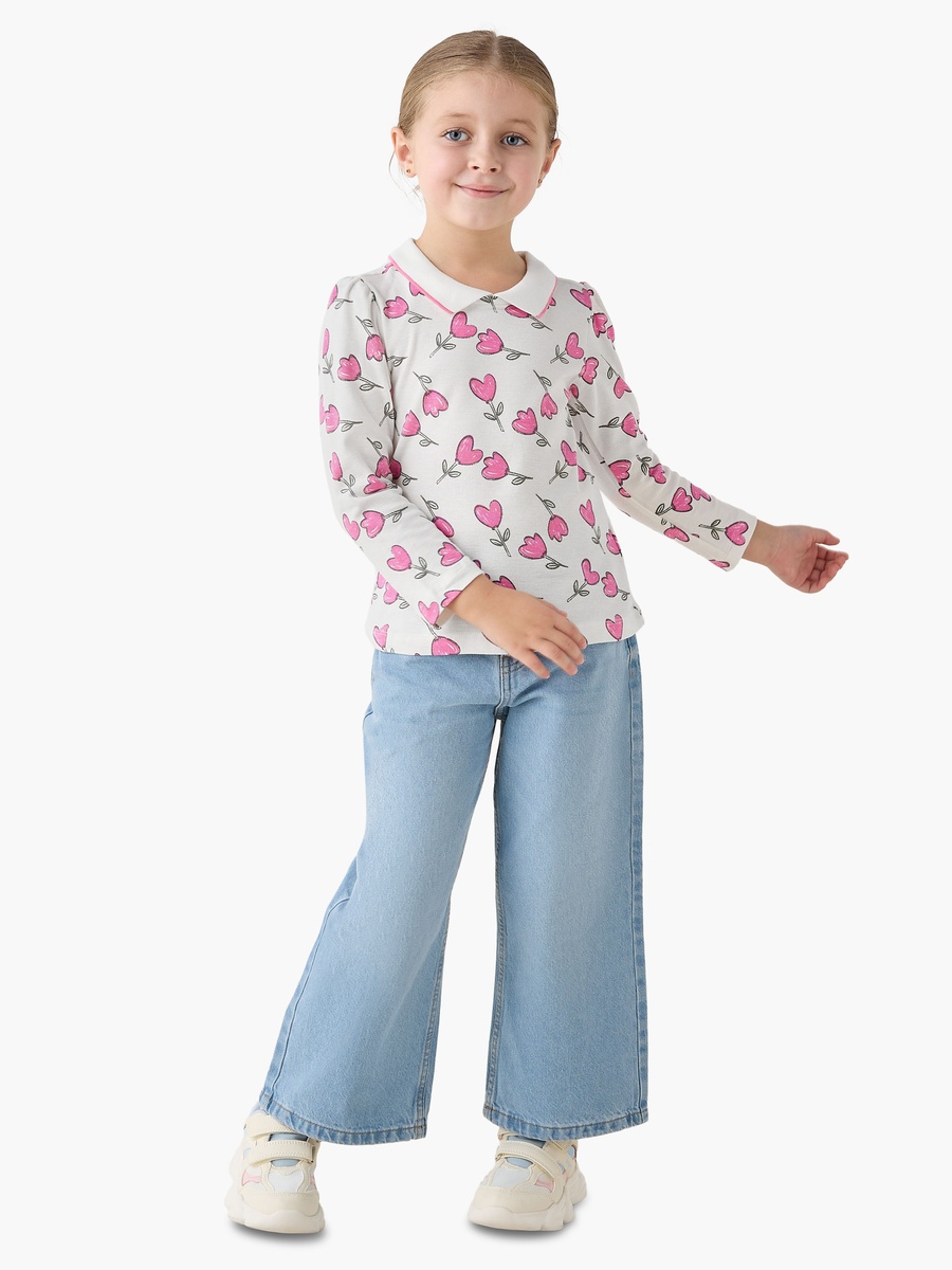 Polo Neck Short Sleeves T-Shirt with Floral Print
